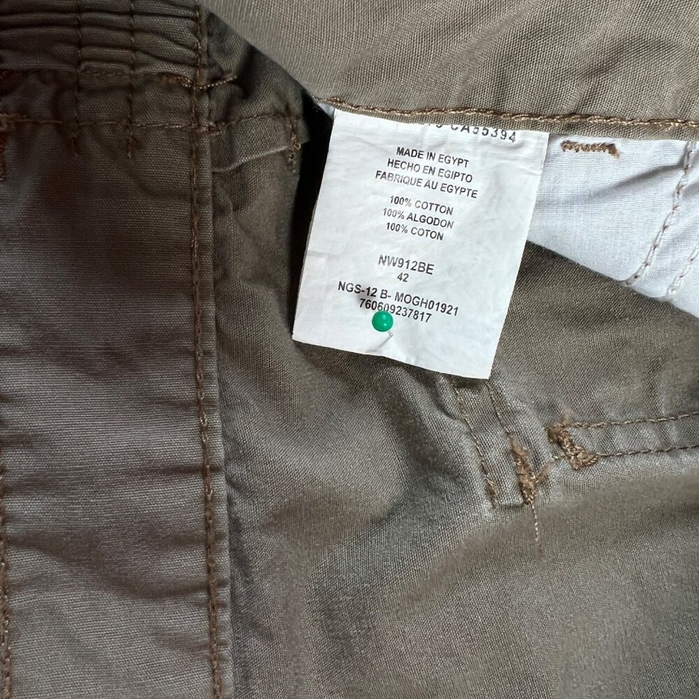 WRANGLER Shorts Men's Flat Front Slash Pocket 100% Cotton Cargos Brown 42rsr6 - Picture 3 of 14